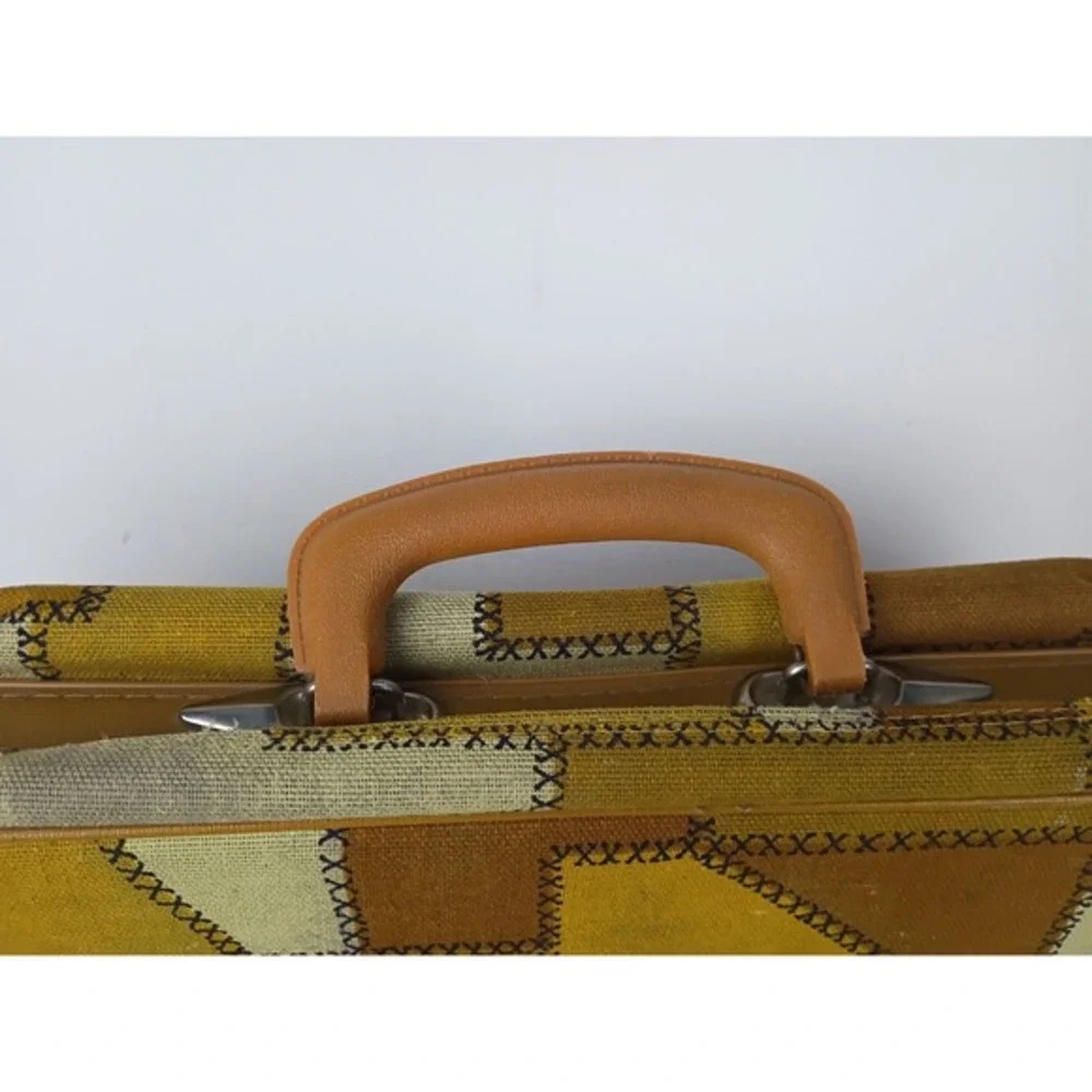 Armored Luggage Co. Vintage 70s Patchwork Suitcase Travel Storage Bag Retro‎